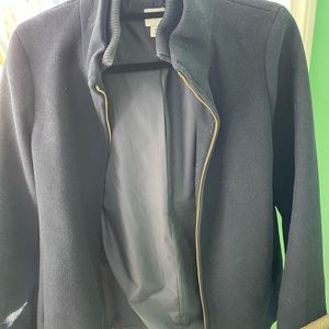 JCrew wool pea coat with gold zipper